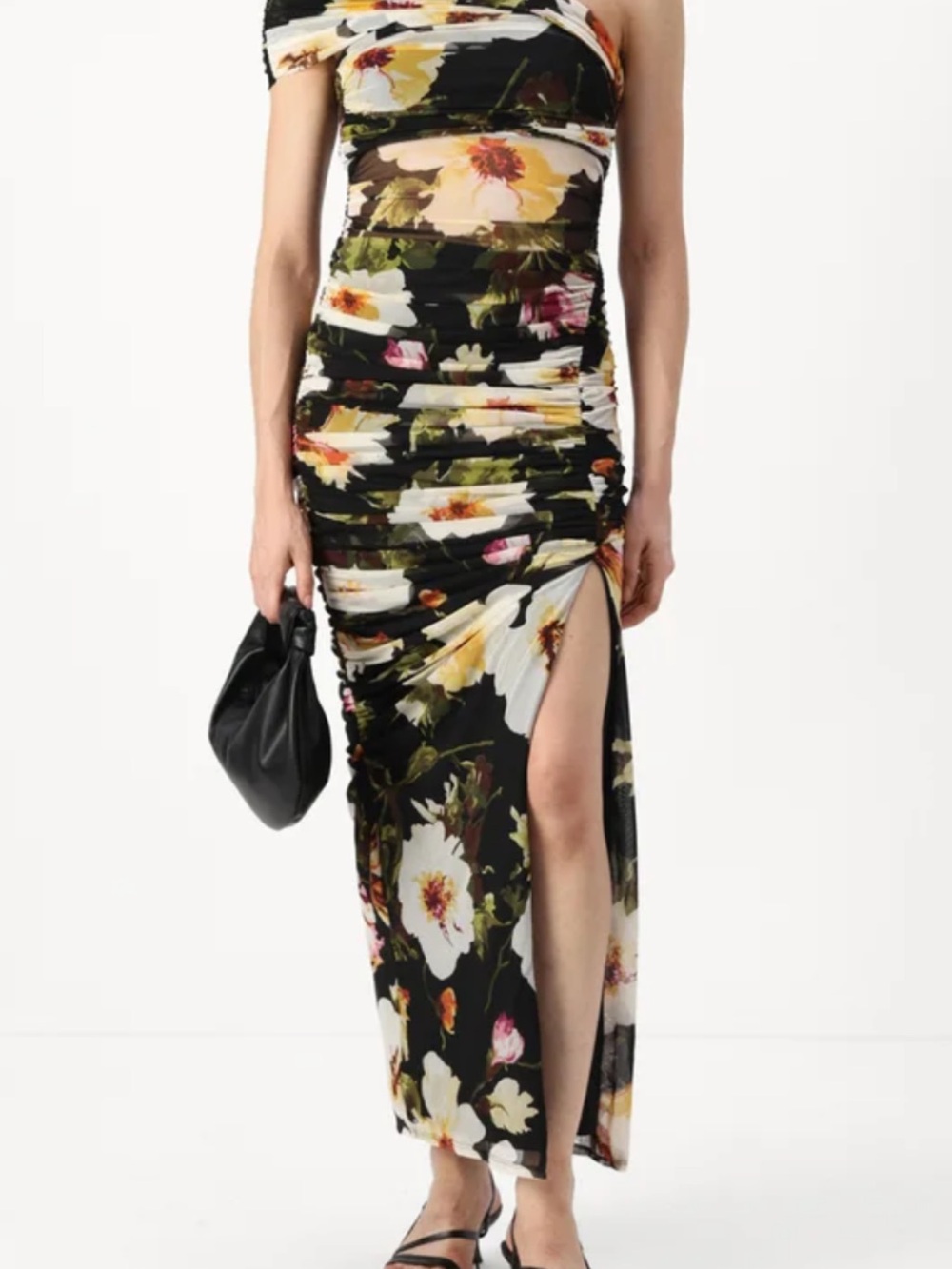 Abercrombie & Fitch Black Floral Maxi Dress with Side Slit